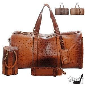 My Bag Lady Online Bags - Ostrich & Alligator Duffel Bag Set My Bag Lady Online Bags - Ostrich & Alligator Duffel Bag Set